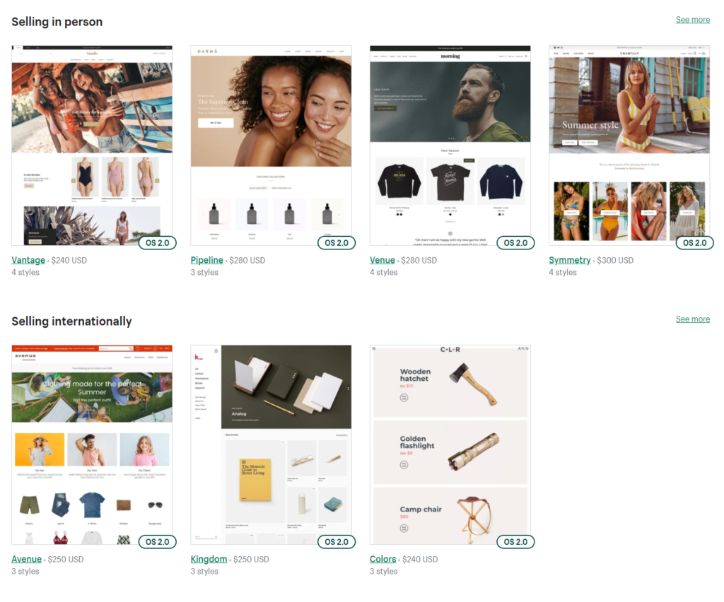 Shopify themes marketplace collection